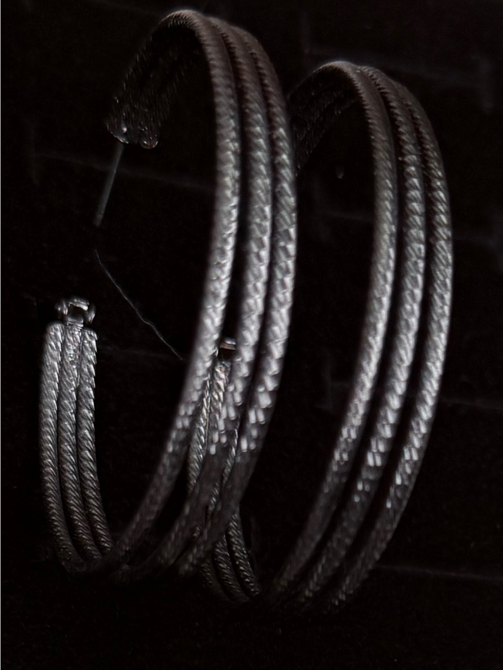 Vintage gunmetal, large hoop pierced earrings